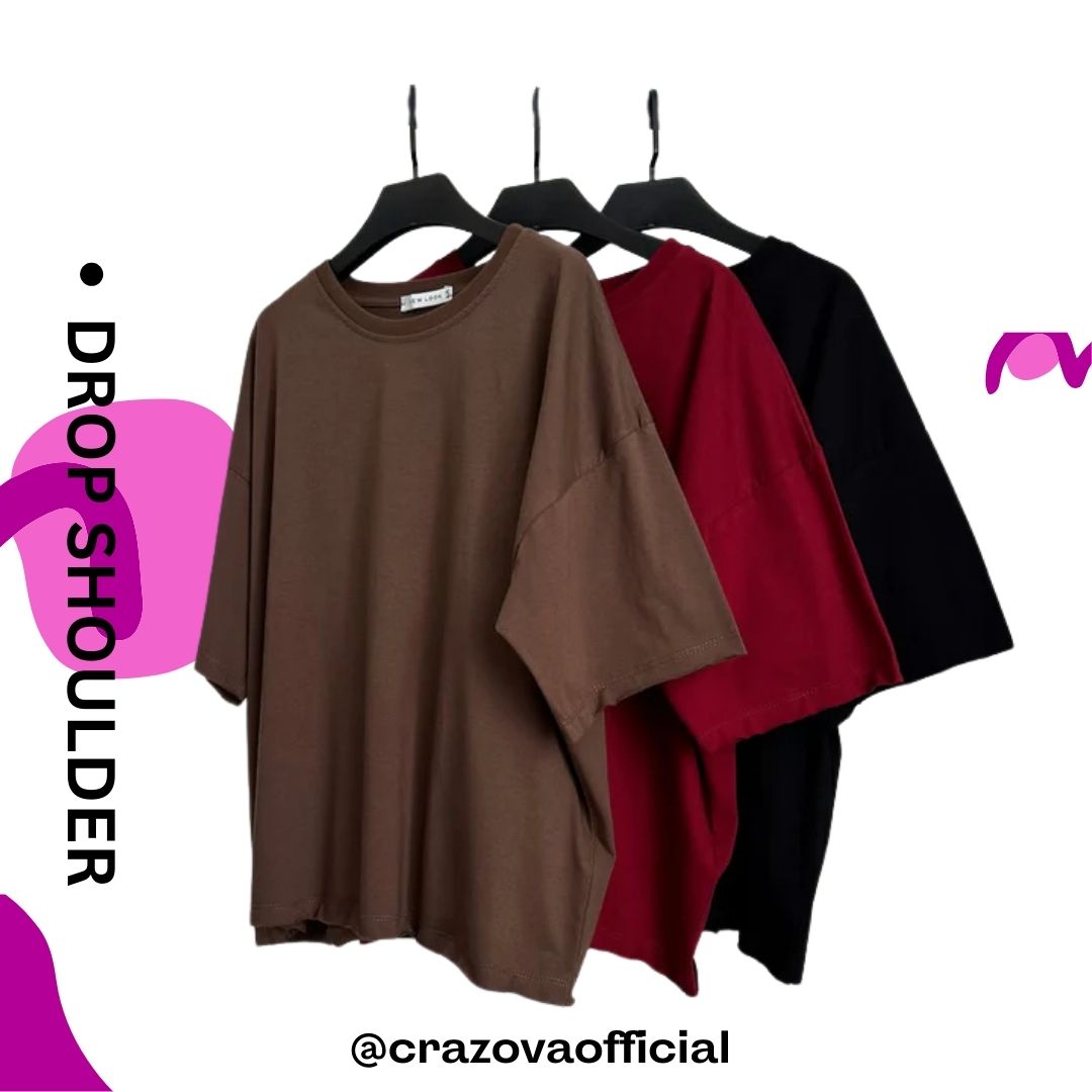 Pack of 3 Plain Drop Shoulder T-Shirts