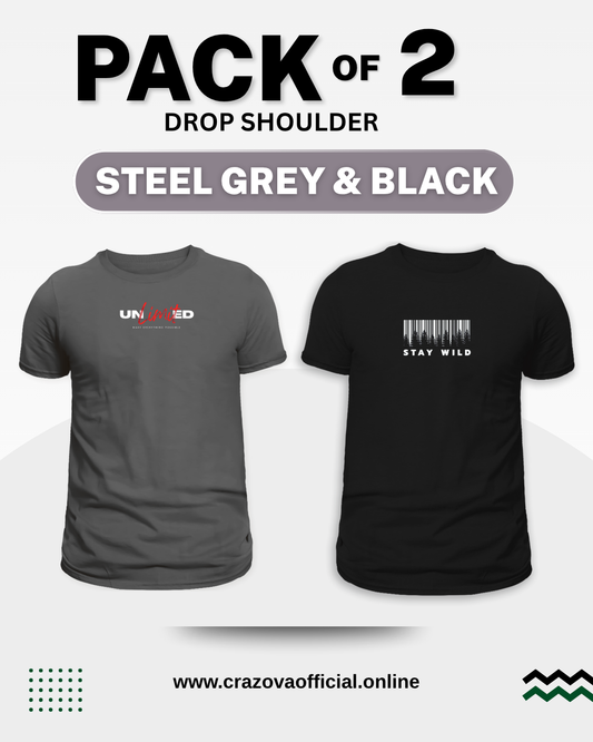 Unisex Pack of 2 Drop Shoulder T-shirts