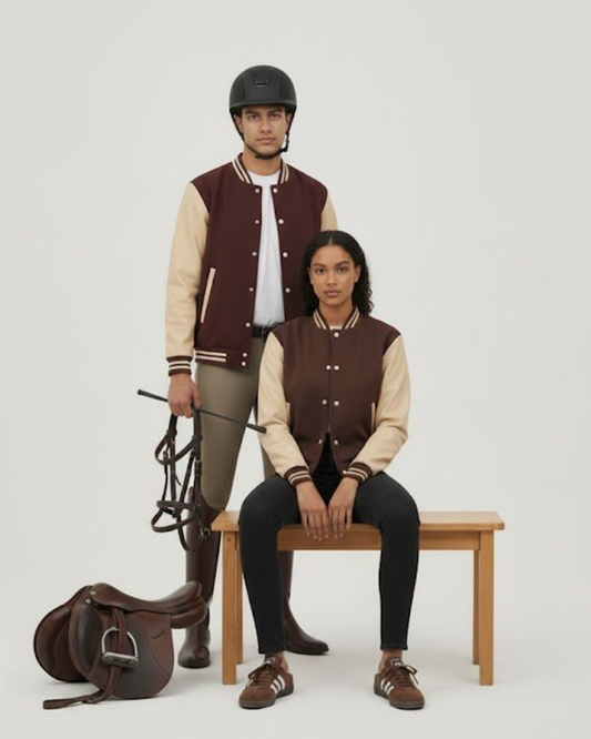 Lite Brown (Beige) Color Sleeves Varsity Jackets For Winter
