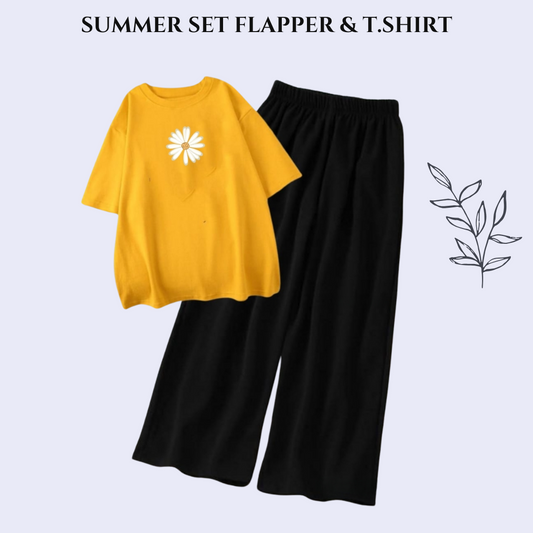 Flower Tee & Black Flapper