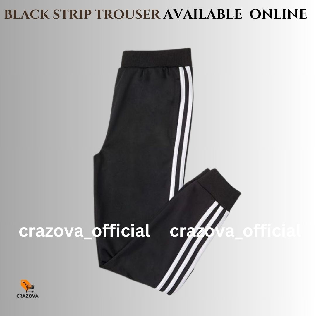 Black 3 Strip Trouser