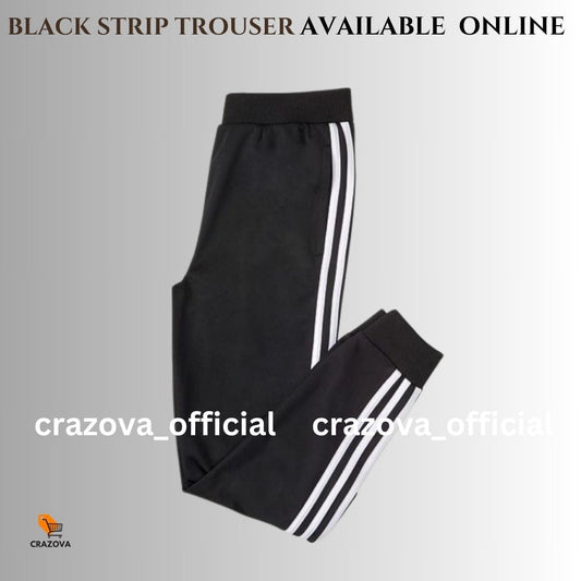 Black 3 Strip Trouser