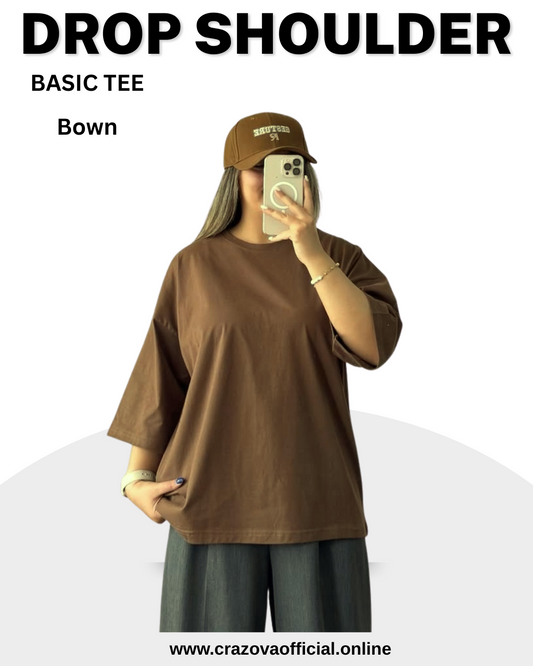 Brown Unisex Plain Oversized T-Shirts