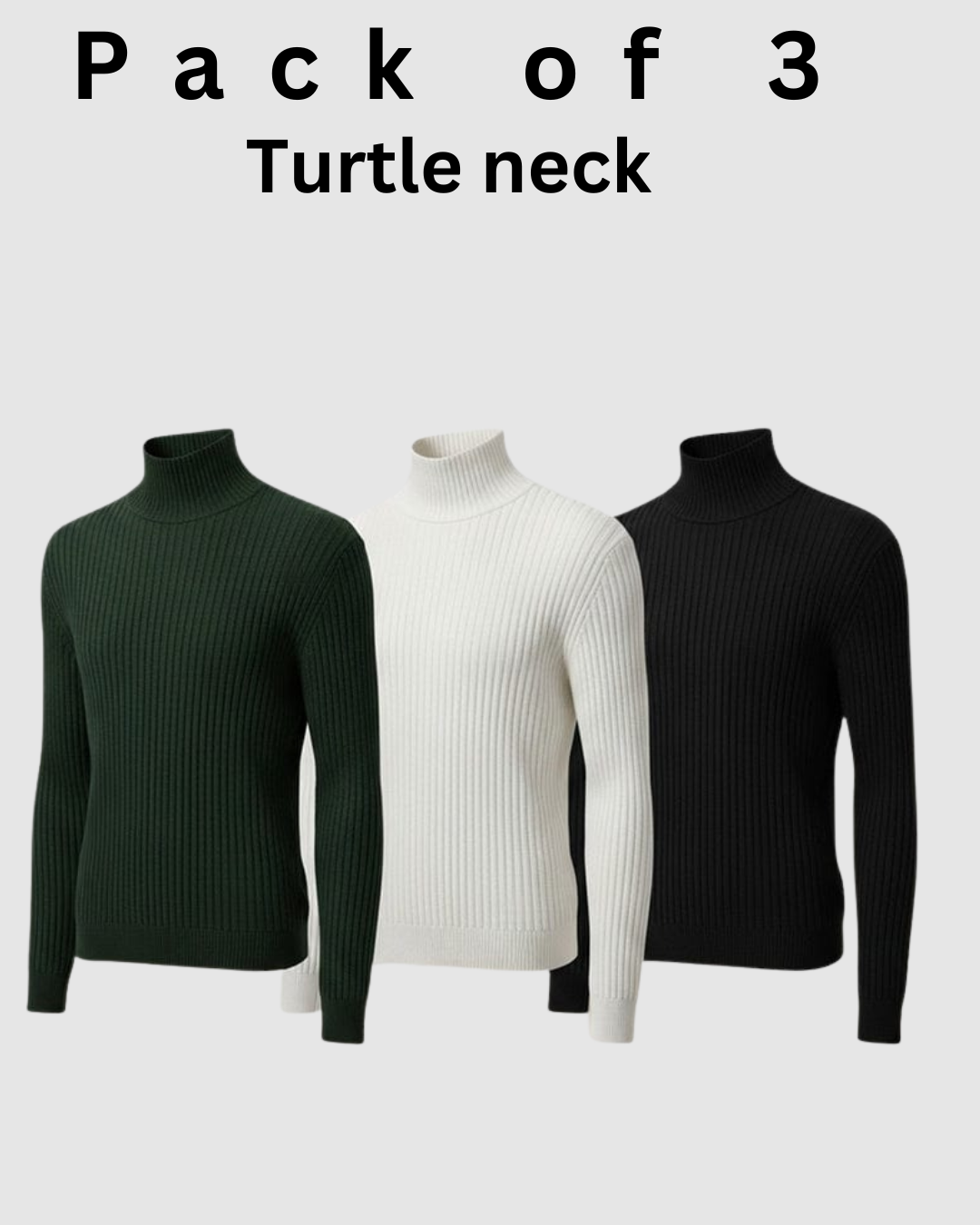 Pack of 3 Unisex High-Neck
