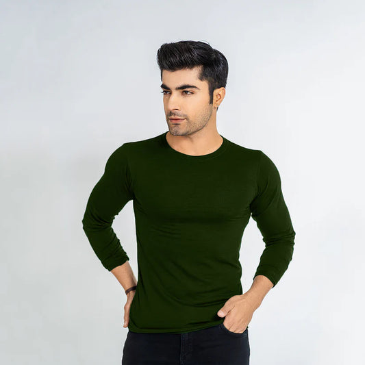 Unisex Olive Green Full Sleeves T-shirts