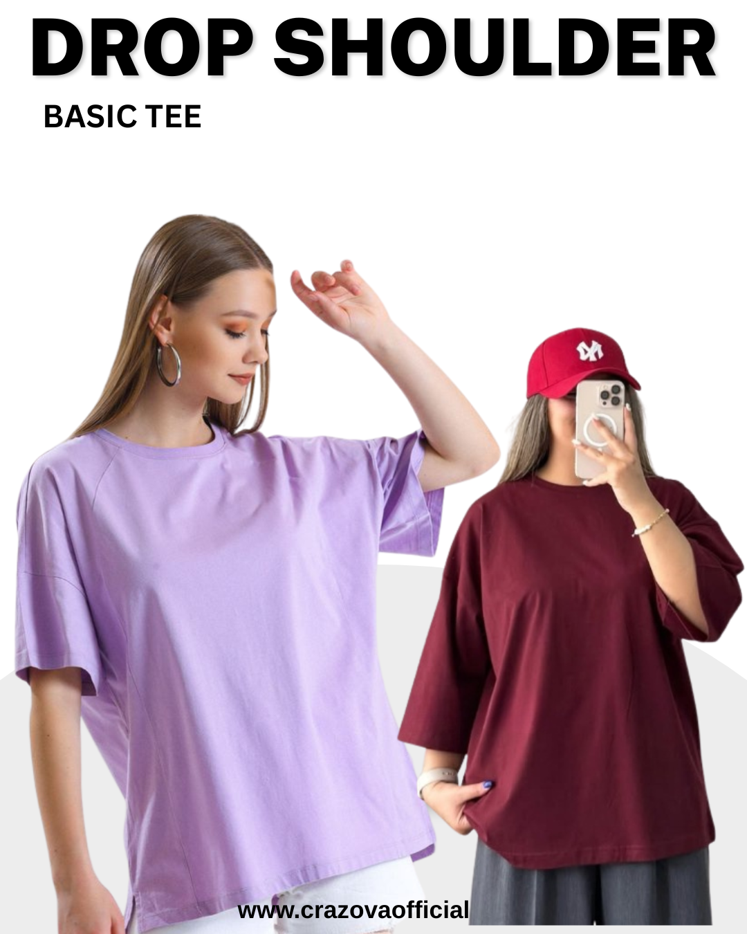 Unisex Pack of 2 Plain Oversized T-Shirts