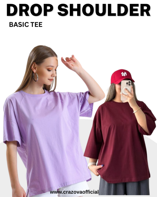 Unisex Pack of 2 Plain Oversized T-Shirts