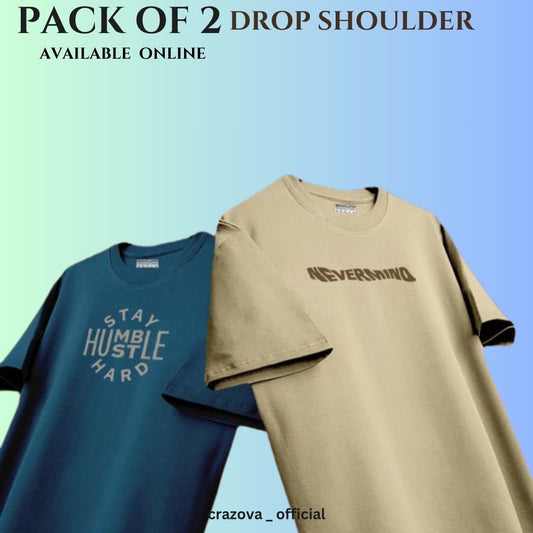 Pack of 2 Printed Drop Shoulder T-Shirts