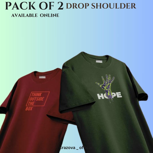 Pack of 2 Printed Drop Shoulder T-Shirts