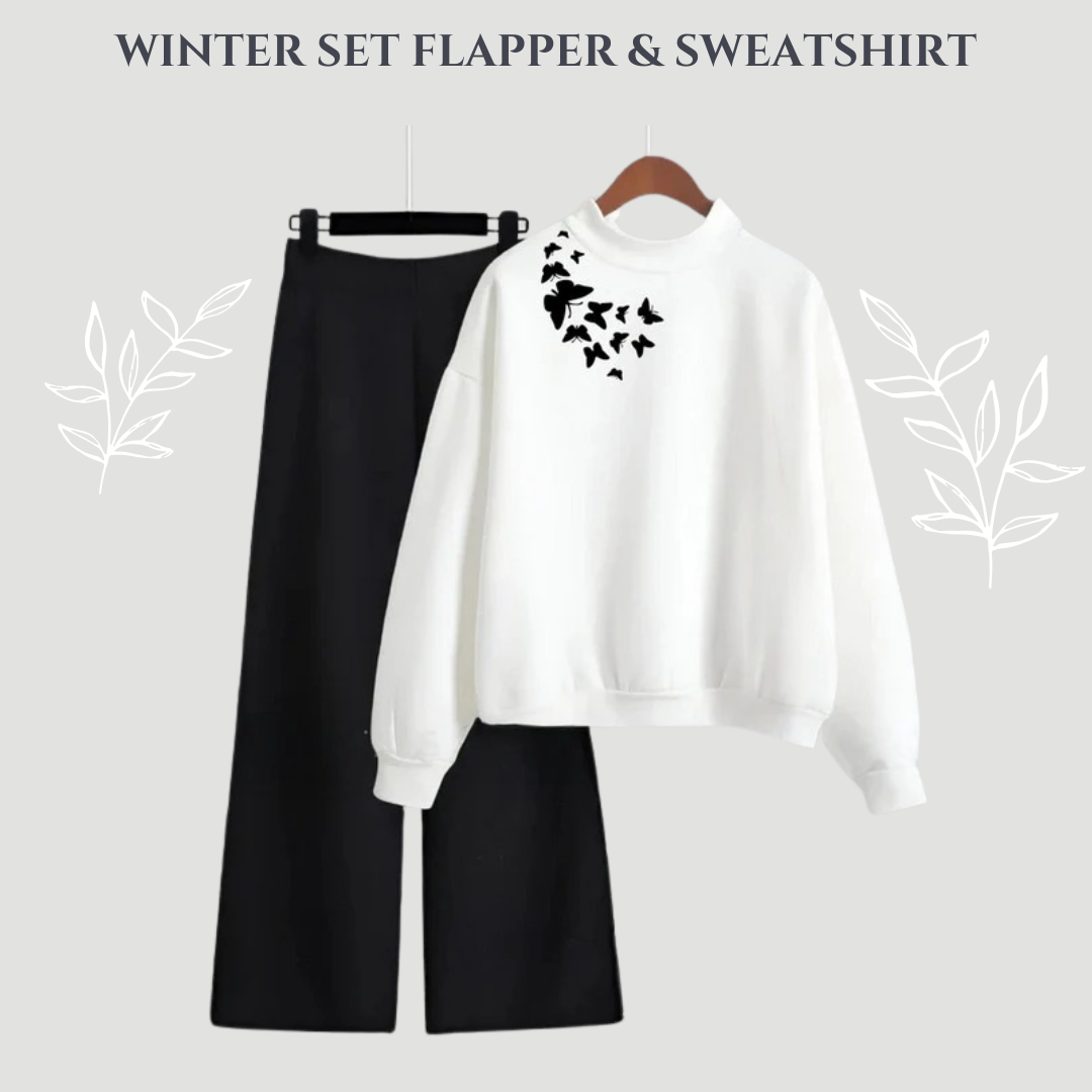 Butterfly White Sweatshirt And Flapper