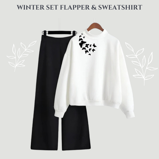Butterfly White Sweatshirt And Flapper