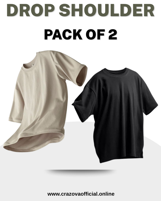 Unisex Pack of 2 Plain Oversized T-Shirts