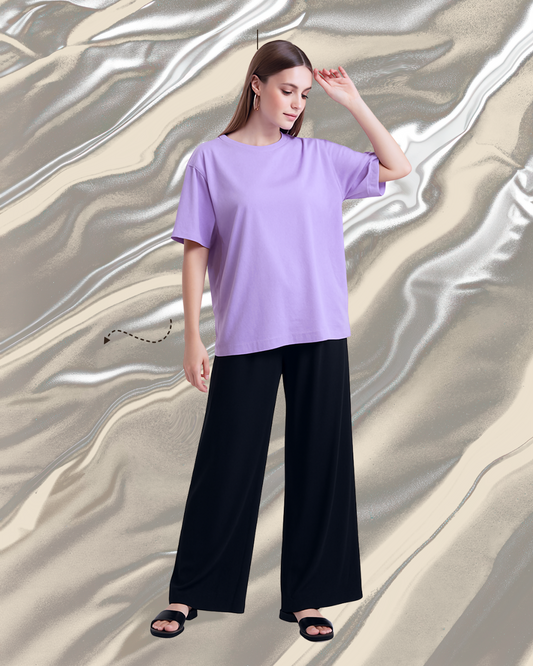 Unisex Lalic Plain Drop Shoulder Tee And Flapper