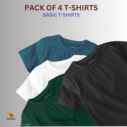 Pack of 4 Basic Plain T-Shirts
