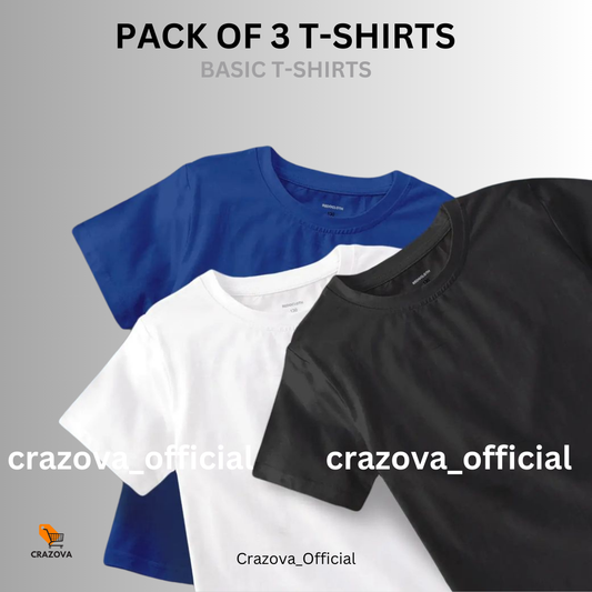 Pack of 3 Basic Plain T-Shirts