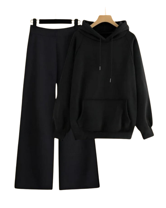 Black Plain Hoodie And Flapper