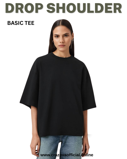 Black Unisex Plain Oversized T-Shirts