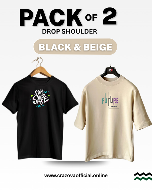 Unisex Pack of 2 Drop Shoulder T-shirts