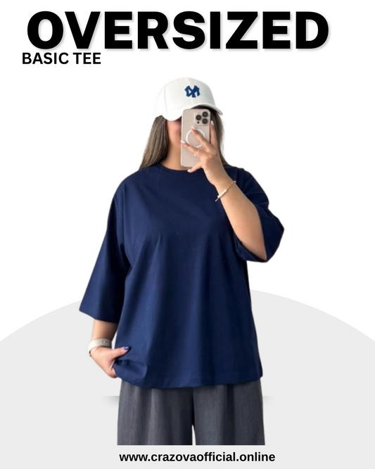 Petroleum Blue Unisex Plain Oversized T-Shirts