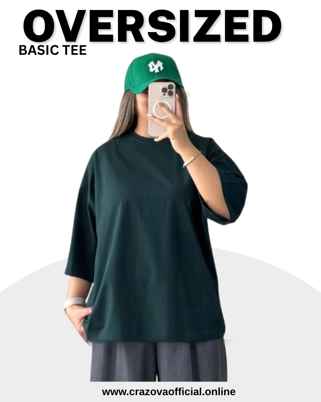 Bottle Green Unisex Plain Oversized T-Shirts