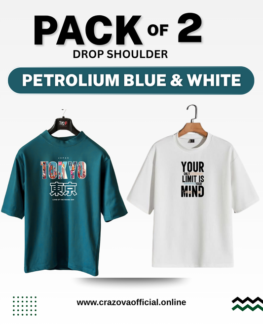 Unisex Pack of 2 Drop Shoulder T-shirts