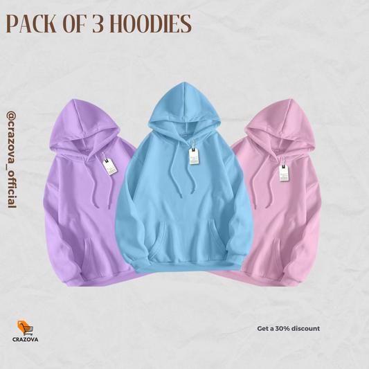 Unisex Pack of 3 Hoodies