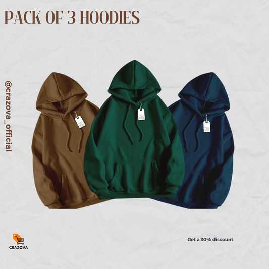 Unisex Pack of 3 Hoodies