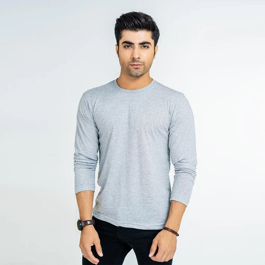 Unisex Ash Grey Full Sleeves T-shirts