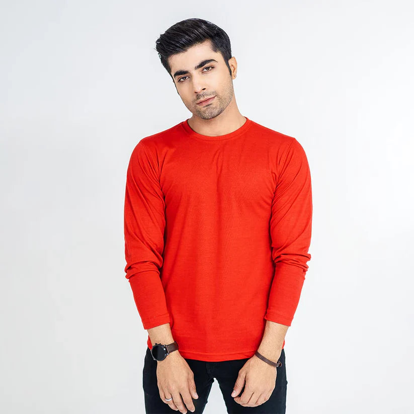 Unisex Red Full Sleeves T-shirts