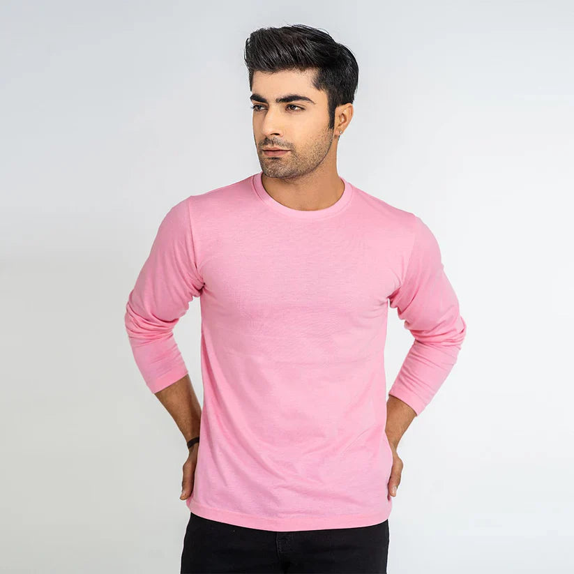 Unisex Pink Full Sleeves T-shirts