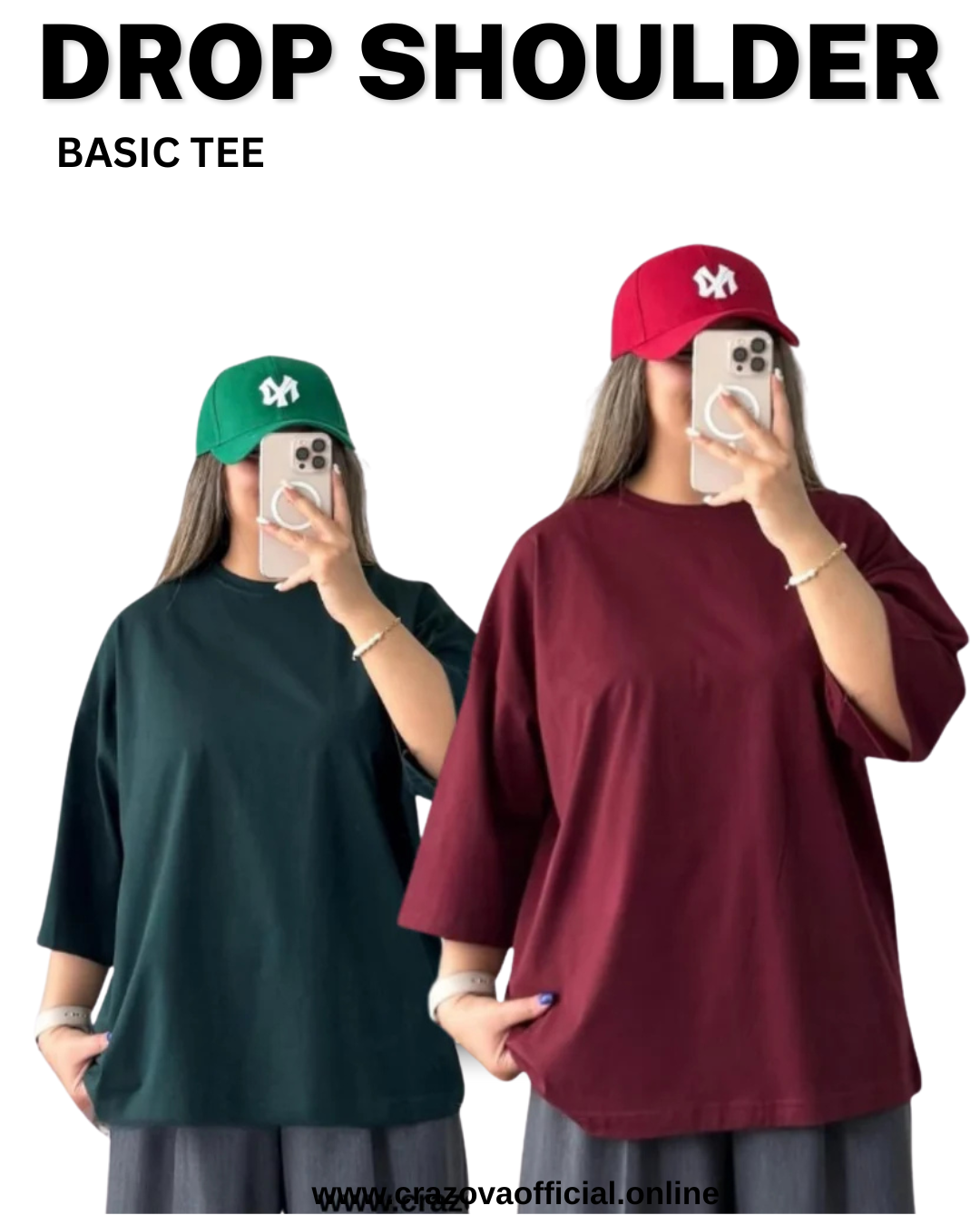 Unisex Pack of 2 Plain Oversized T-Shirts