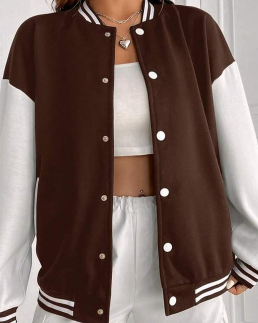 Lite Brown (White) Varsity Jackets For Winter