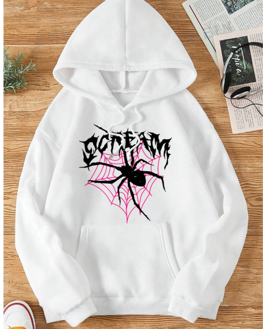 Unisex Black Print Spider Hoodie