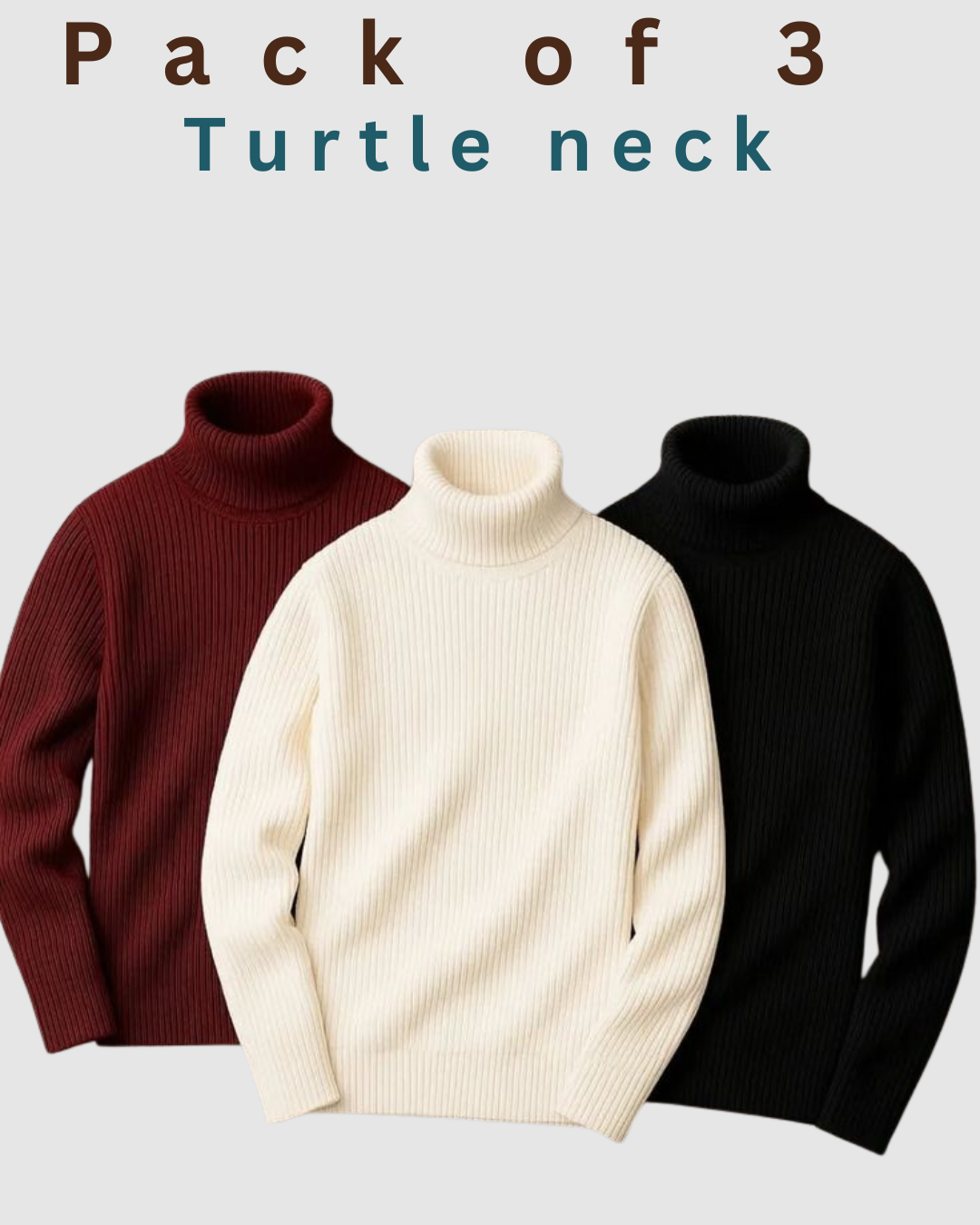 Pack of 3 Unisex High-Neck