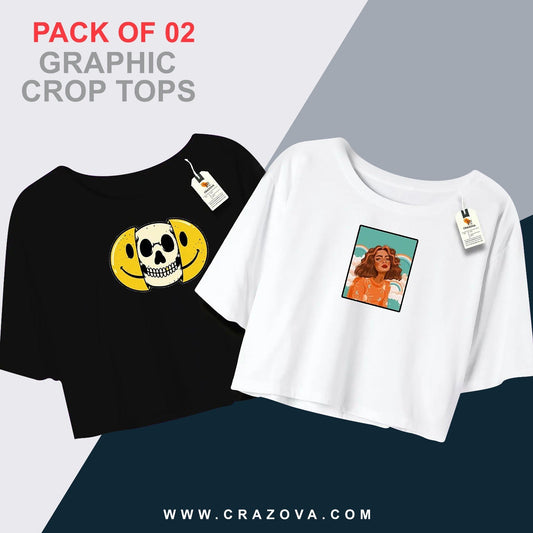 Girl Printed Pack Of 2 Crop Tees