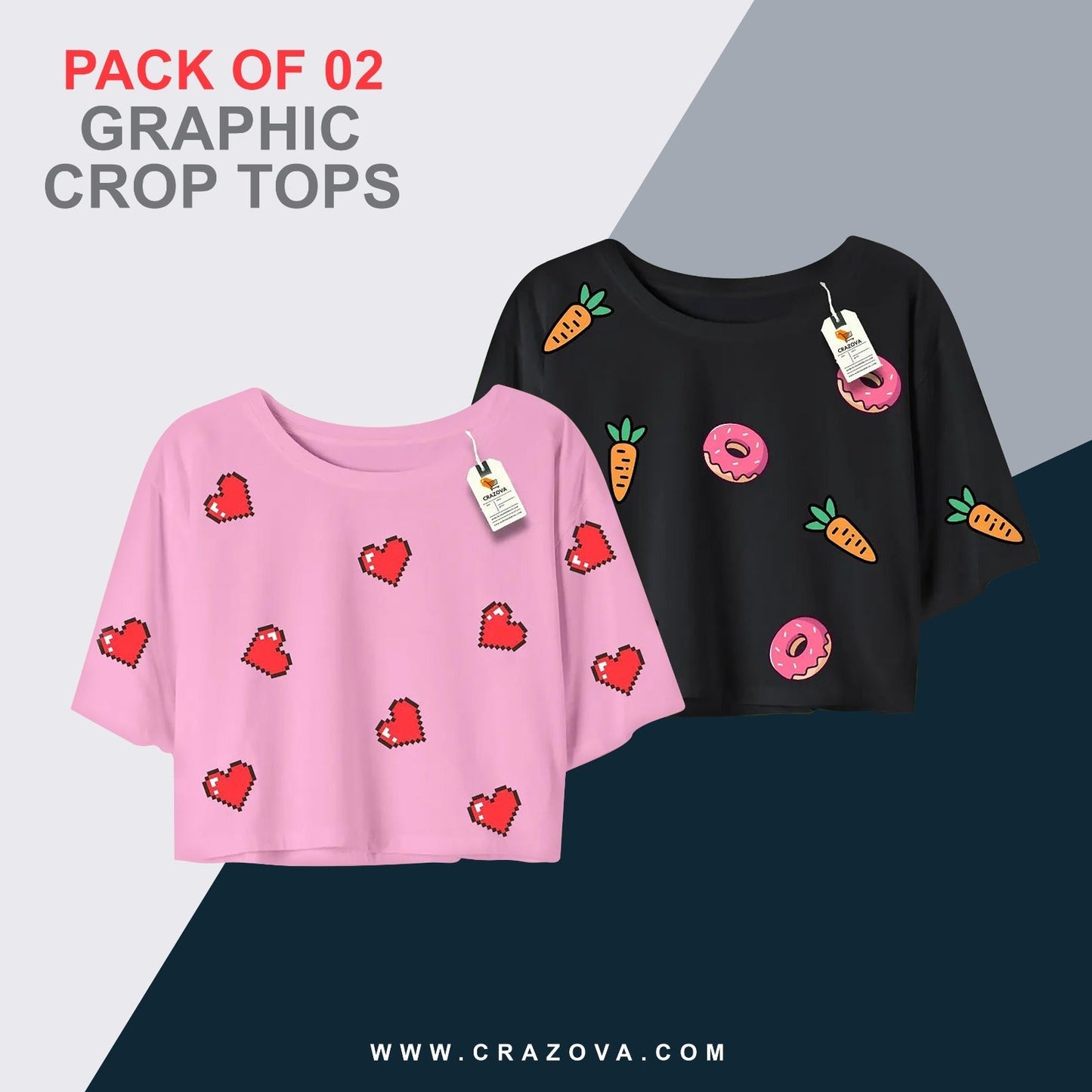 Pack of 2 Donuts Crop Tees