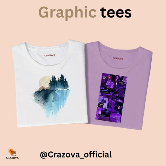 Pack of 2 Women Graphics Tees