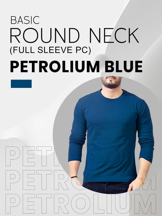Unisex Petroleum Blue Full Sleeves T-shirts