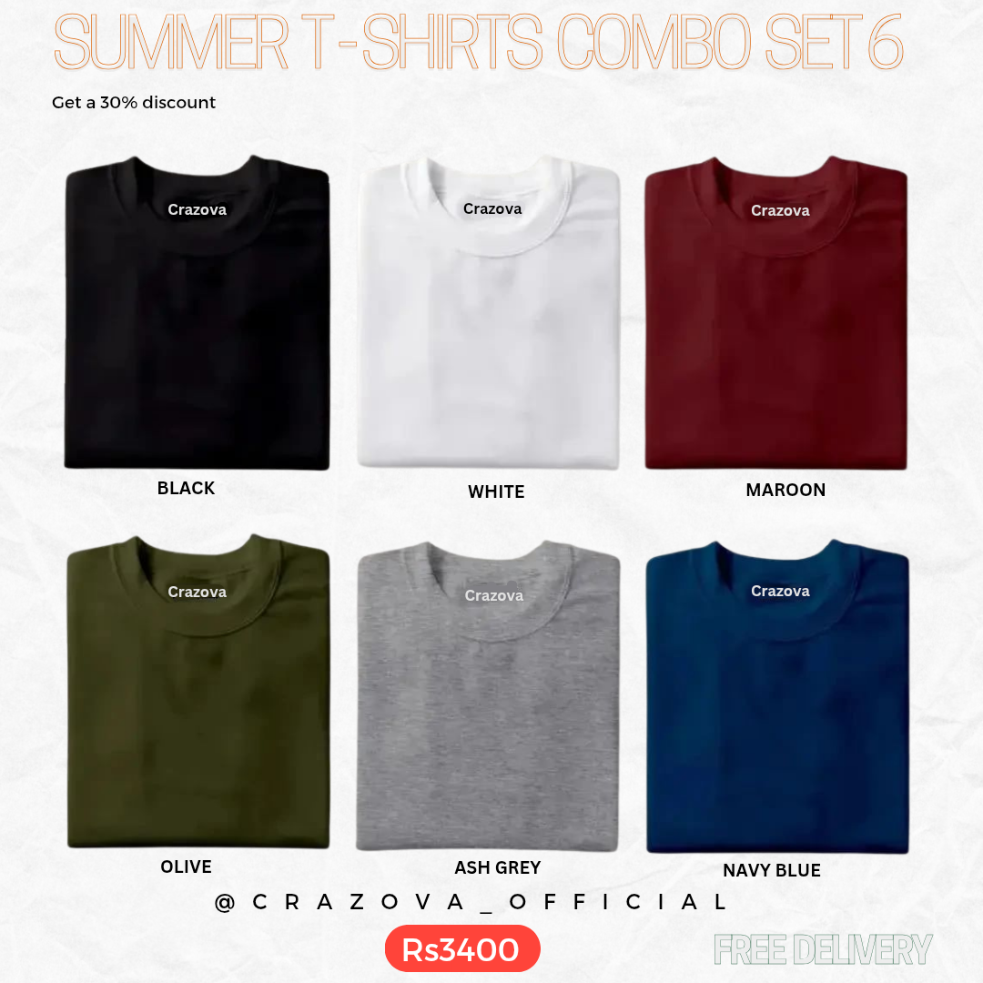 Pack of 6 Half Sleeve T-Shirt