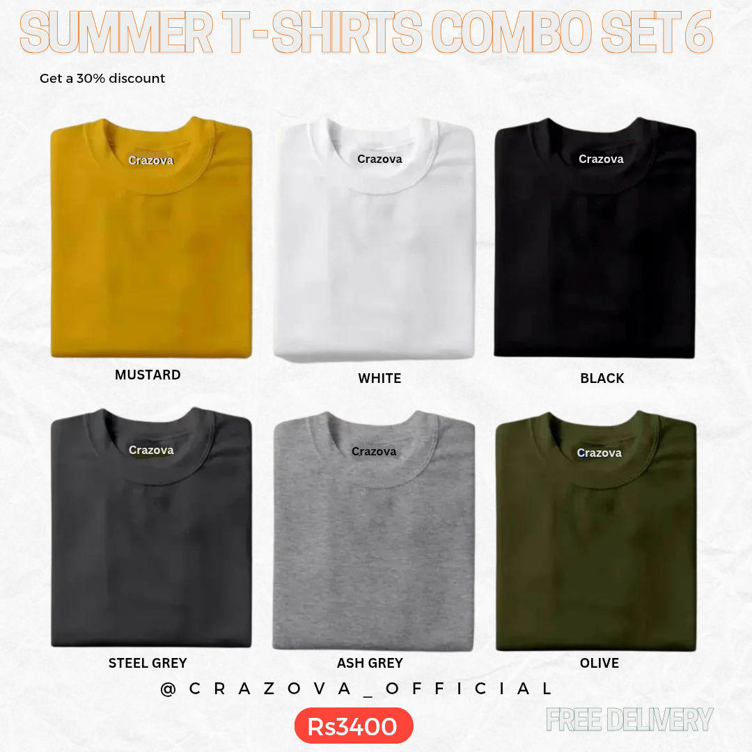 Pack of 6 Half Sleeve T-Shirt
