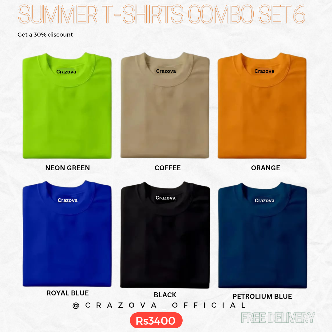 Pack of 6 Half Sleeve T-Shirt