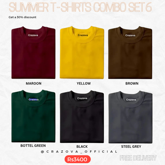 Pack of 6 Half Sleeve T-Shirt