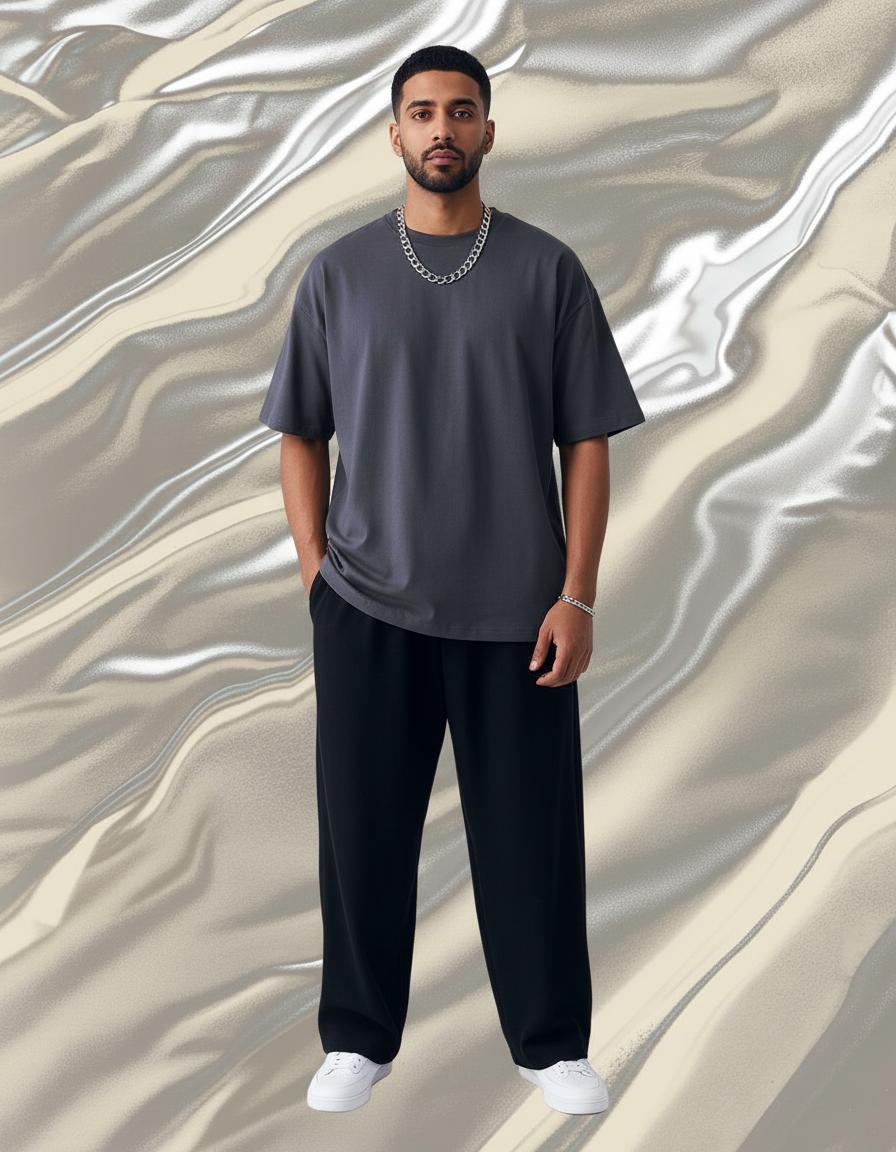 Unisex Plain Drop Shoulder T-Shirt & Trouser